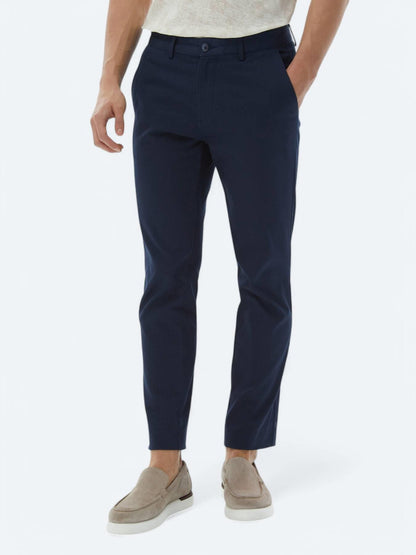 Lacivert Düz Dokuma Regular Fit Casual Pamuk Karışımlı Pantolon