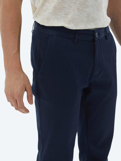Lacivert Düz Dokuma Regular Fit Casual Pamuk Karışımlı Pantolon