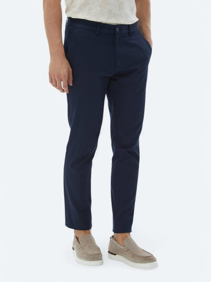 Lacivert Düz Dokuma Regular Fit Casual Pamuk Karışımlı Pantolon