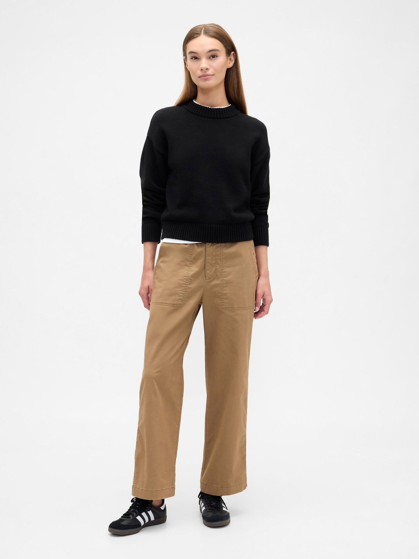 Kahverengi High Rise Baskılı Easy Wide-leg Khaki Pantolon
