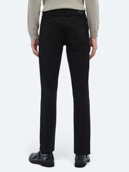 Siyah Dokuma Slim Fit Casual Pamuk Karışımlı Pantolon