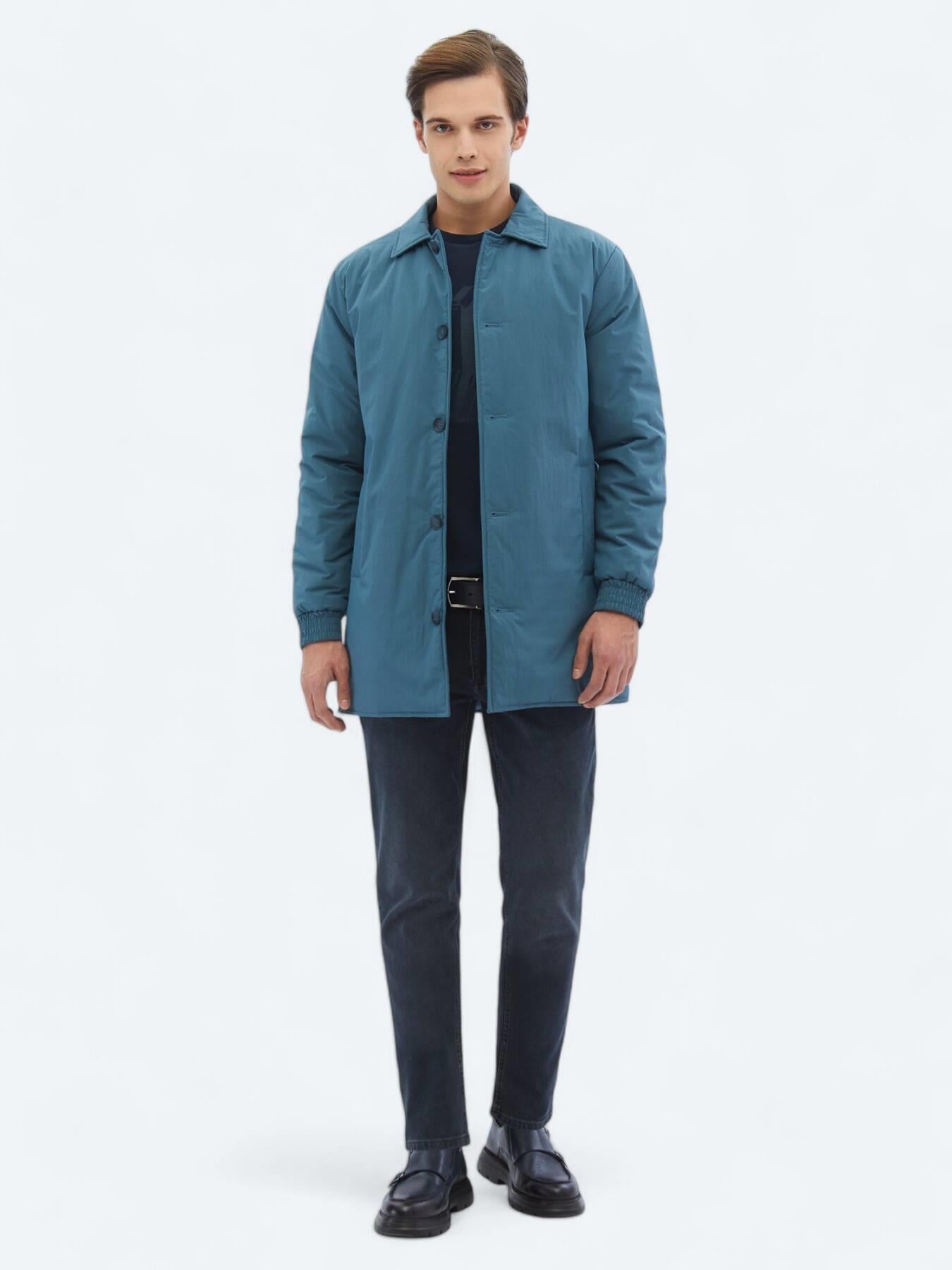 Mint Regular Fit Bebe Yaka Casual Dokuma Pardösü