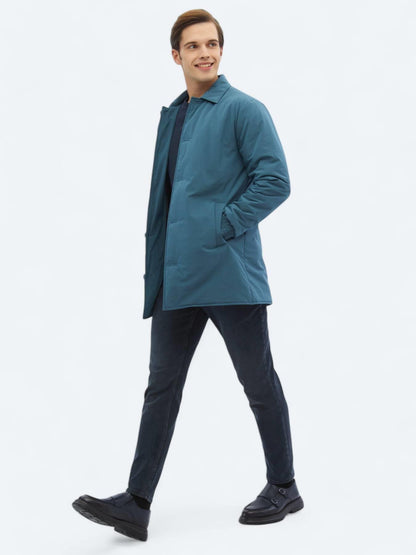 Mint Regular Fit Bebe Yaka Casual Dokuma Pardösü