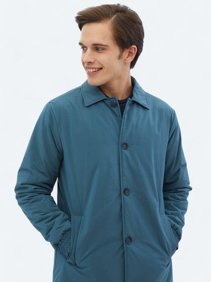 Mint Regular Fit Bebe Yaka Casual Dokuma Pardösü