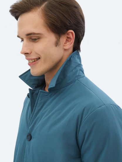 Mint Regular Fit Bebe Yaka Casual Dokuma Pardösü