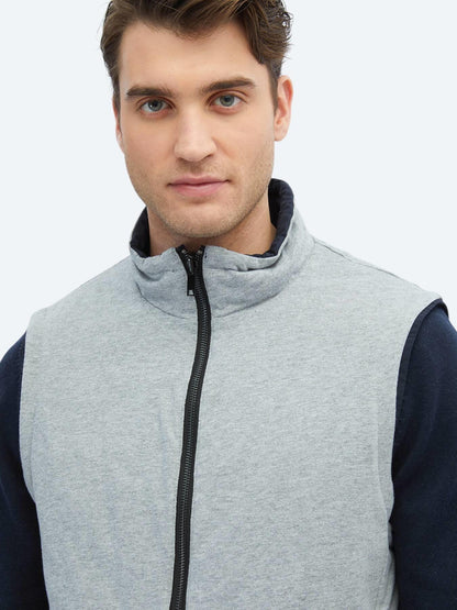 Lacivert Regular Fit Dik Yaka Casual Dokuma Spor Yelek