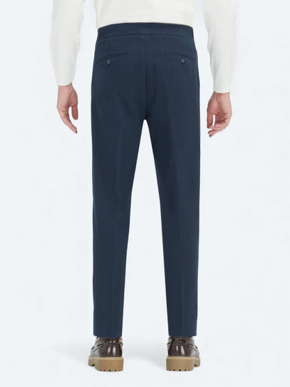 Lacivert Dokuma Carrot Fit Casual Pamuk Karışımlı Pantolon