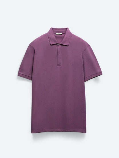 Mor Düz %100 Pamuk T-shirt