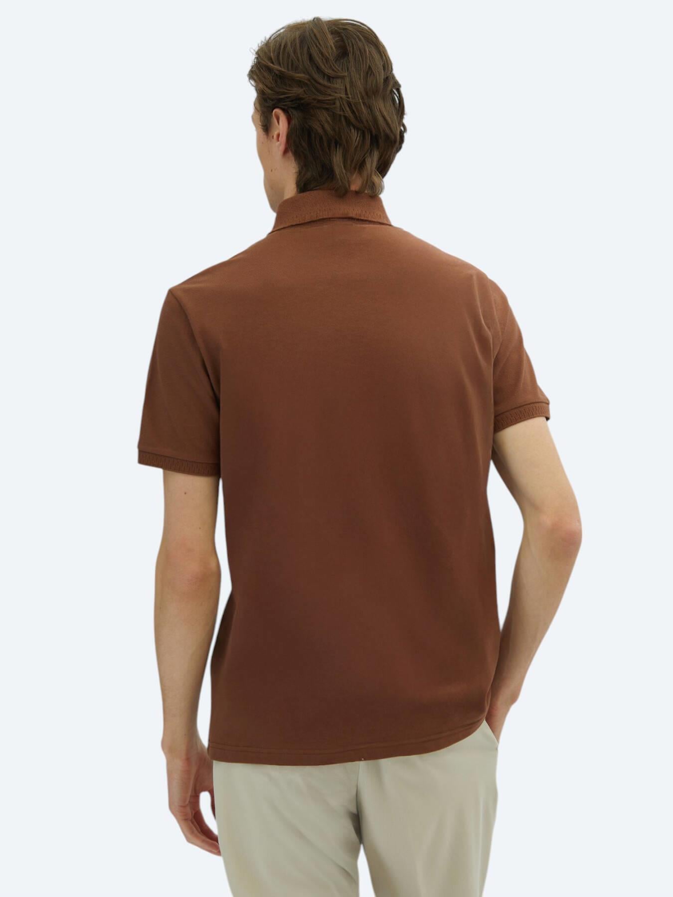 Kahverengi Düz %100 Pamuk T-shirt