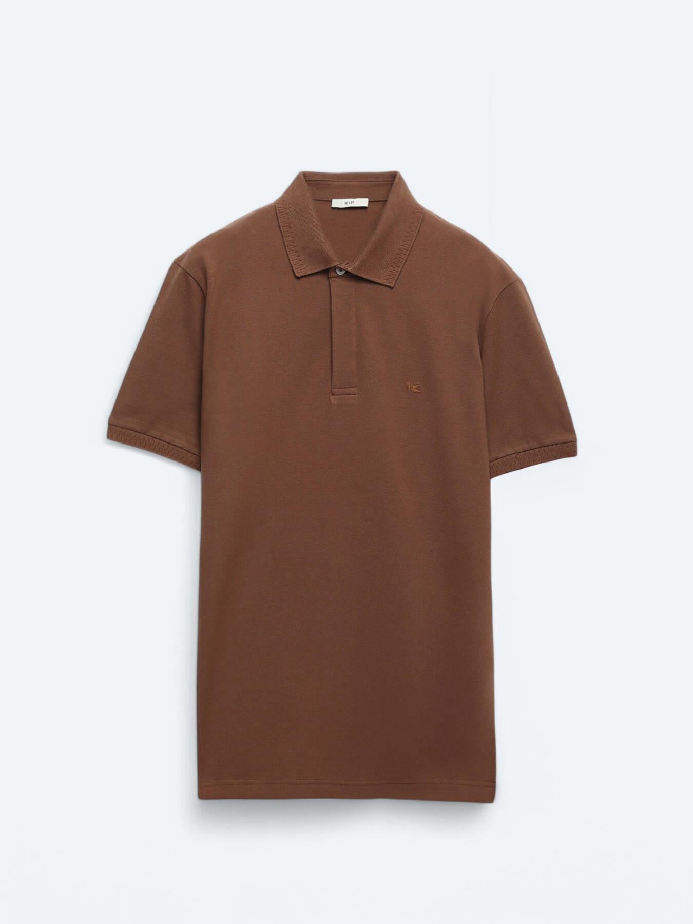 Kahverengi Düz %100 Pamuk T-shirt