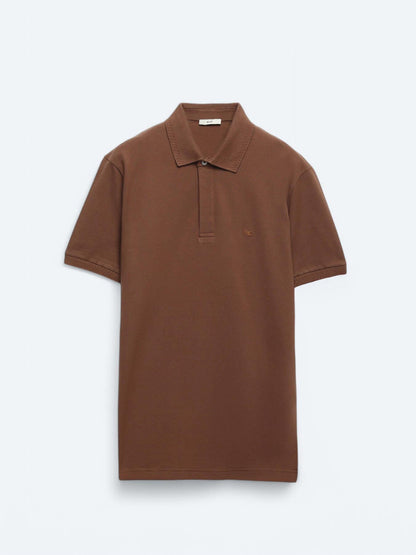 Kahverengi Düz %100 Pamuk T-shirt