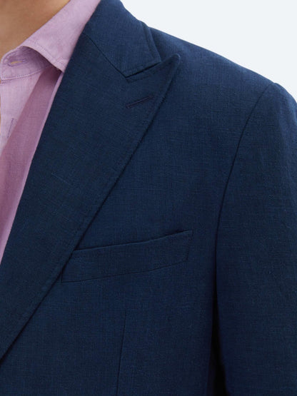 Lacivert Düz Modern Fit %100 Keten Takım Elbise