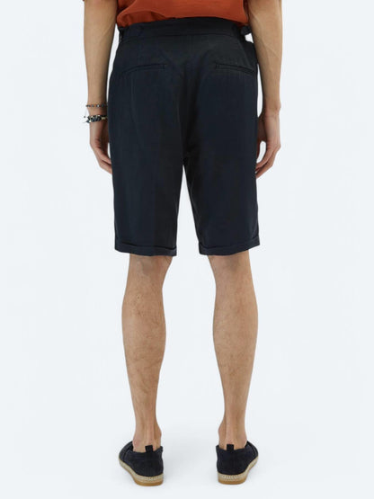 Lacivert Dokuma Carrot Fit Casual Bermuda