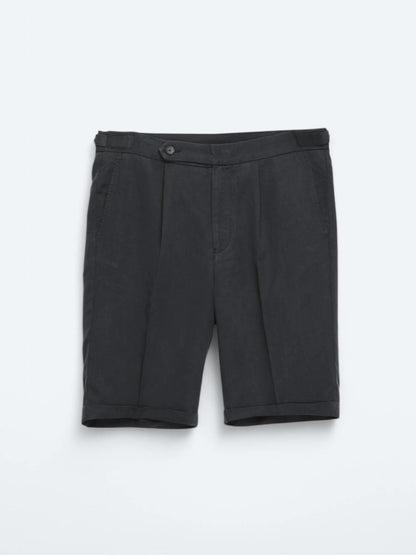 Lacivert Dokuma Carrot Fit Casual Bermuda