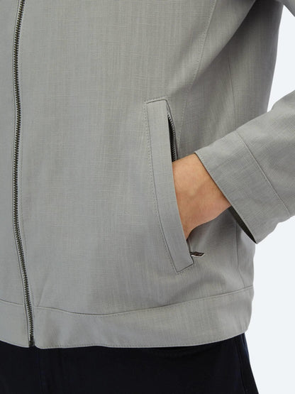 Gri Regular Fit Gizli Kapüşon Casual Dokuma Çift Taraflı Mont