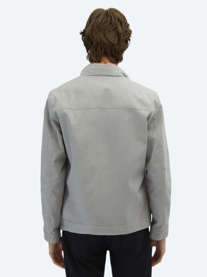 Gri Regular Fit Gizli Kapüşon Casual Dokuma Çift Taraflı Mont