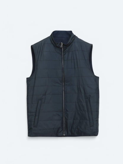 Lacivert Regular Fit Dik Yaka Casual Dokuma Spor Yelek
