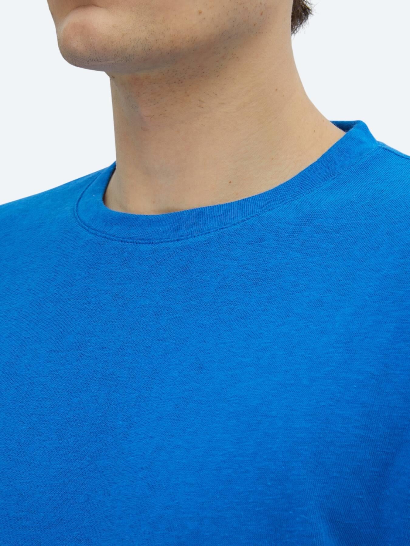 Saks Düz Bisiklet Yaka Pamuk Karışımlı T-shirt