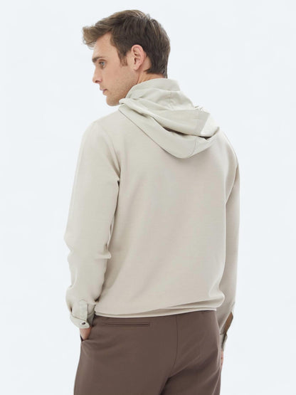 Bej Kapüşonlu Sweatshırt