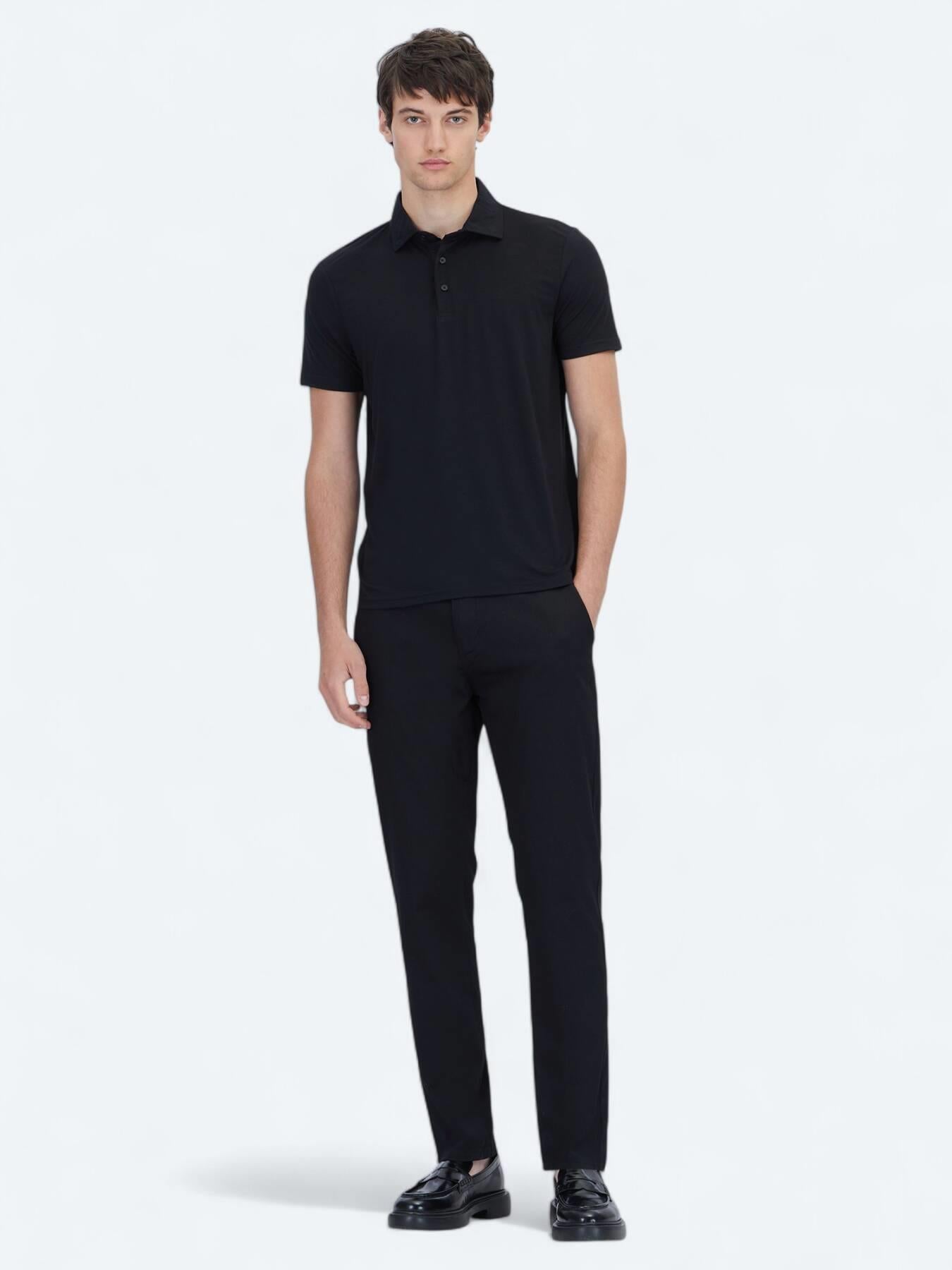 Siyah Düz Polo Yaka T-shirt