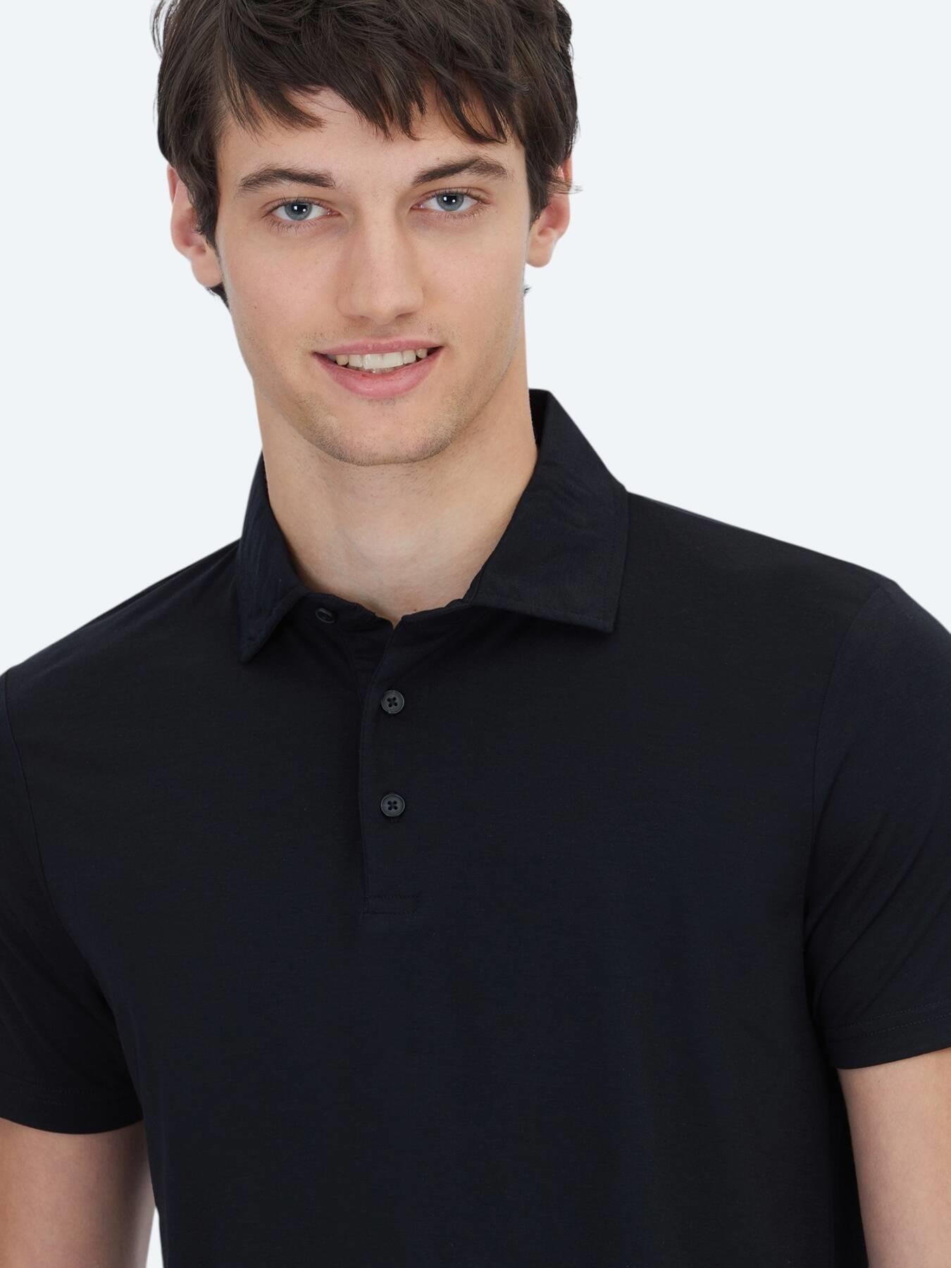 Siyah Düz Polo Yaka T-shirt