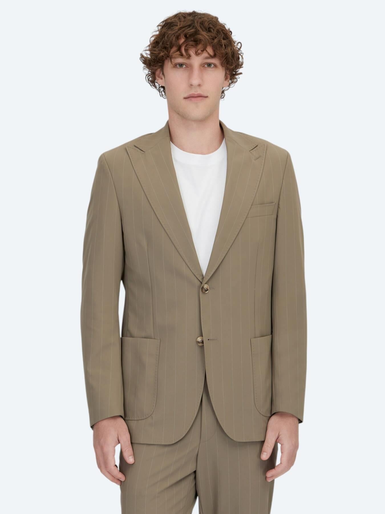 Vizon Çizgili Modern Fit Takım Elbise