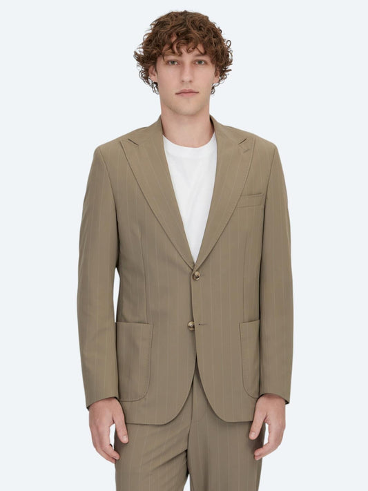 Vizon Çizgili Modern Fit Takım Elbise