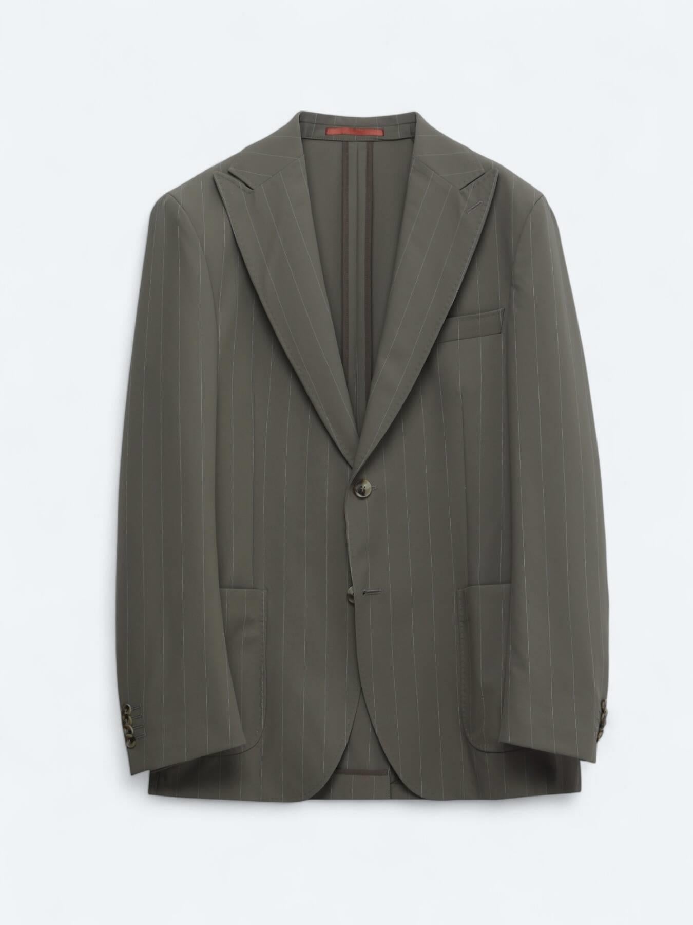 Vizon Çizgili Modern Fit Takım Elbise