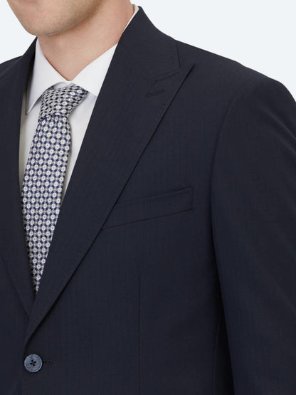 Lacivert Çizgili Modern Fit Takım Elbise