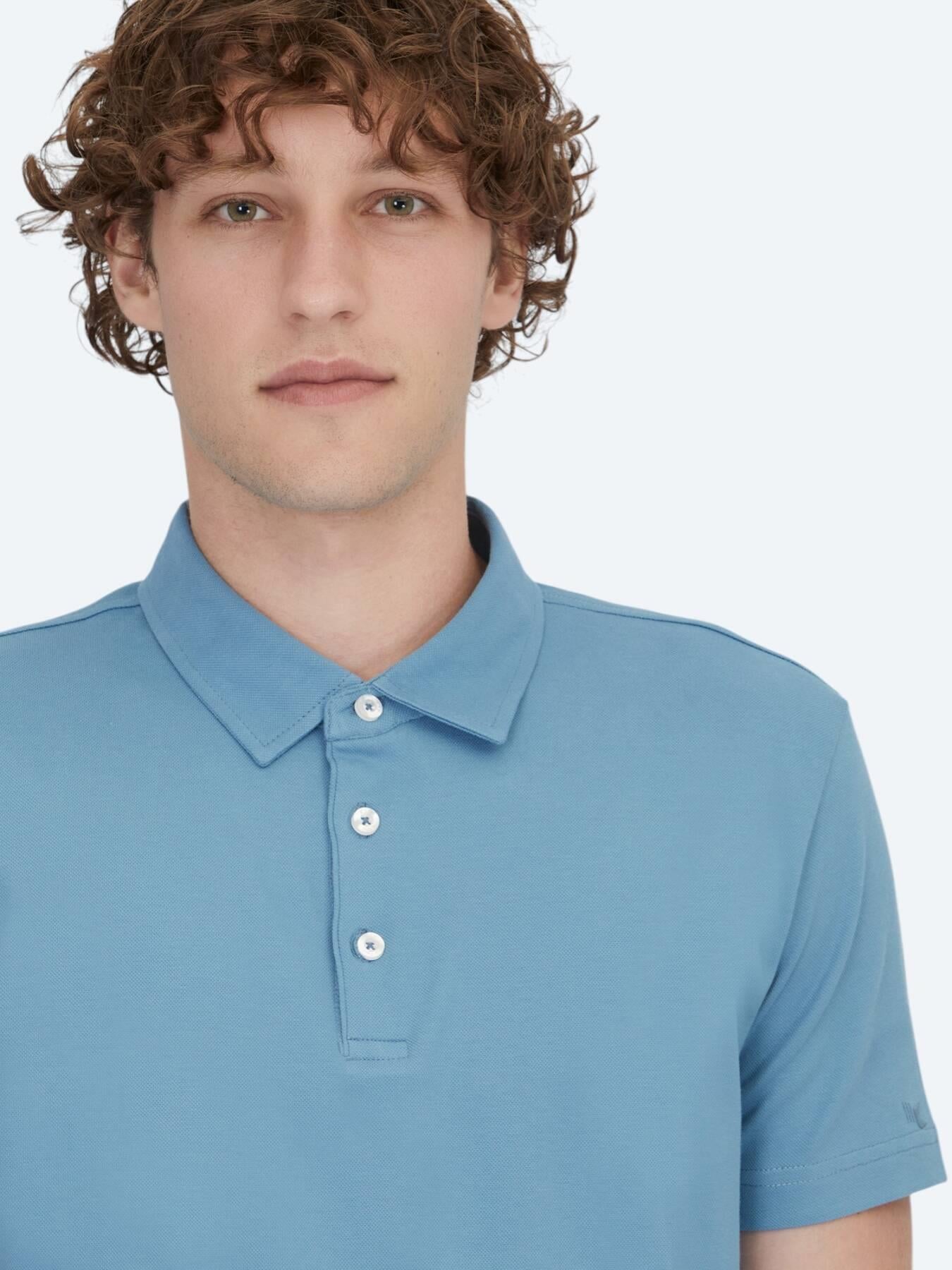 Mavi Polo Yaka Pamuk Karışımlı T-shirt