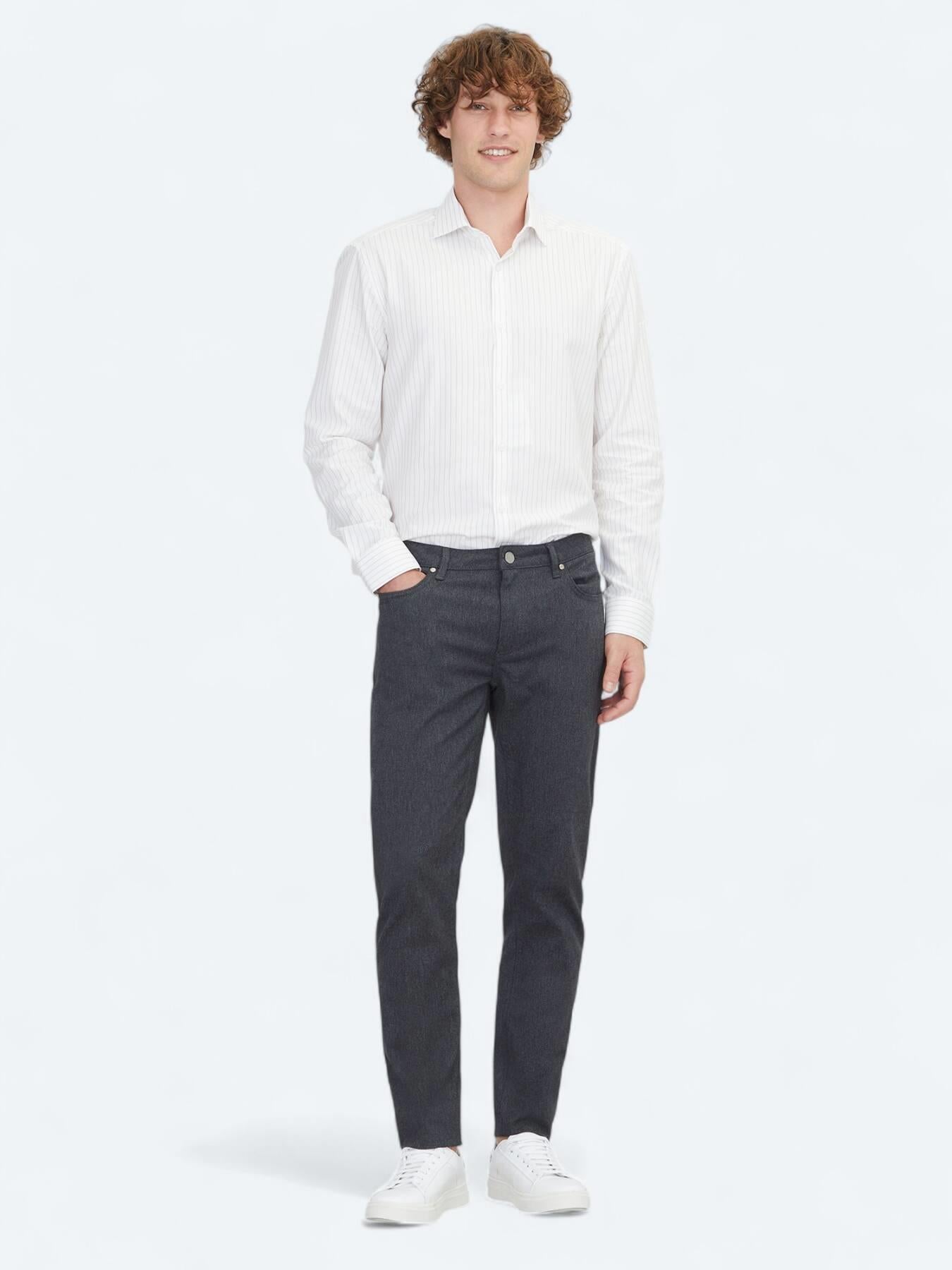 Antrasit Dokuma Regular Fit Casual Pamuk Karışımlı Pantolon