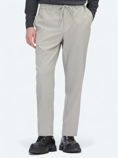 Bej Çizgili Dokuma Jogging Fit Casual Pantolon