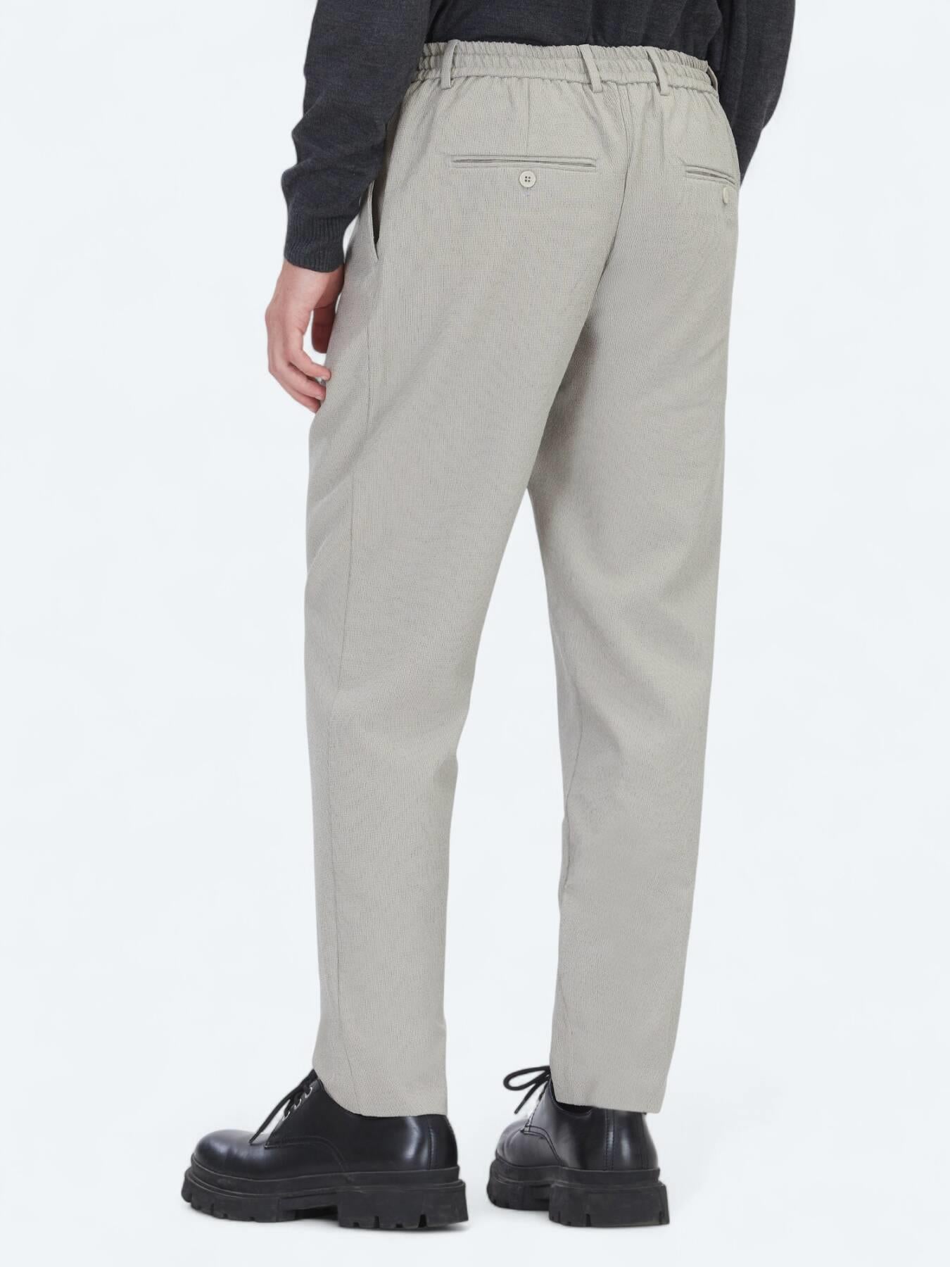 Bej Çizgili Dokuma Jogging Fit Casual Pantolon