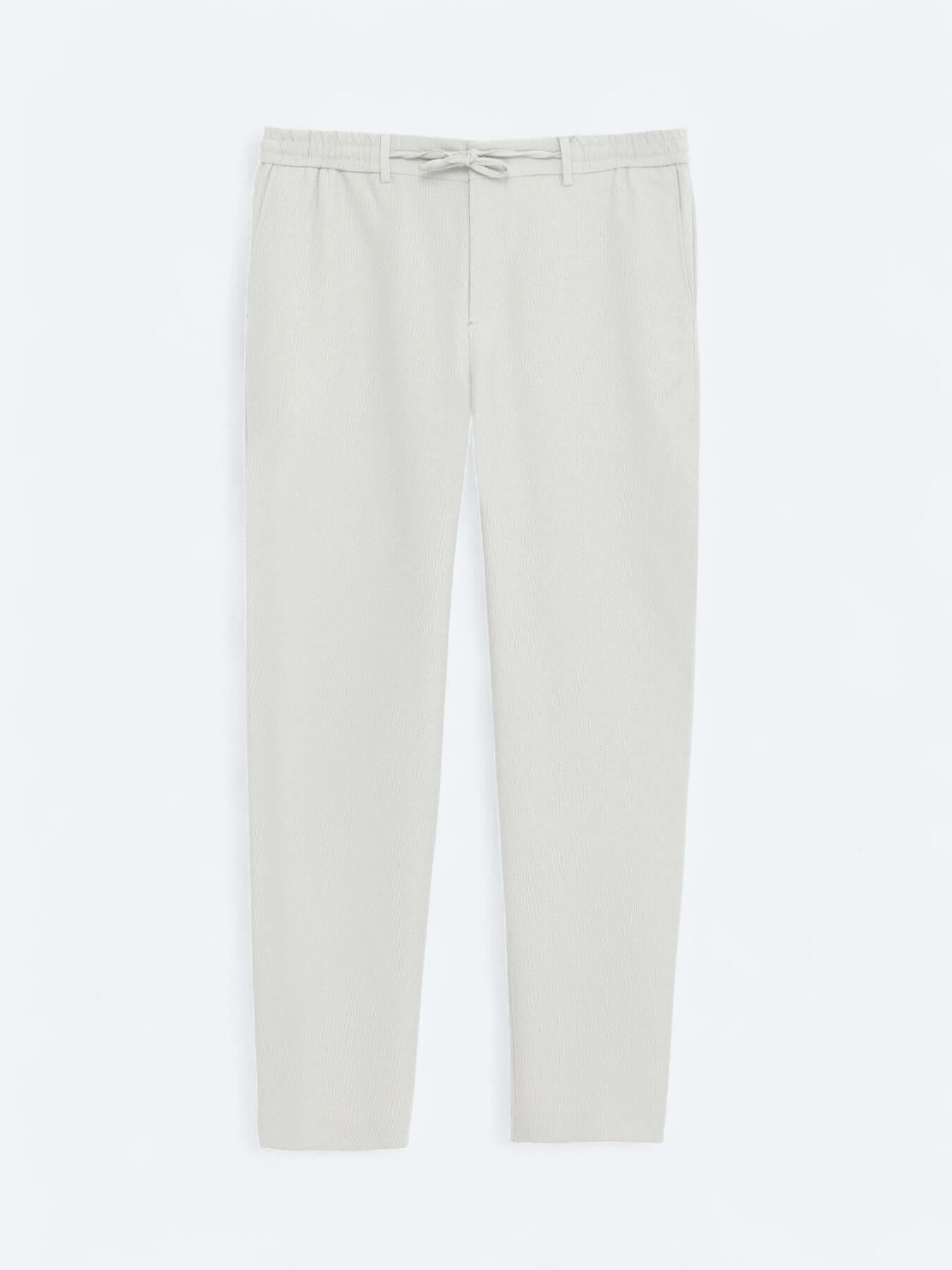 Bej Çizgili Dokuma Jogging Fit Casual Pantolon