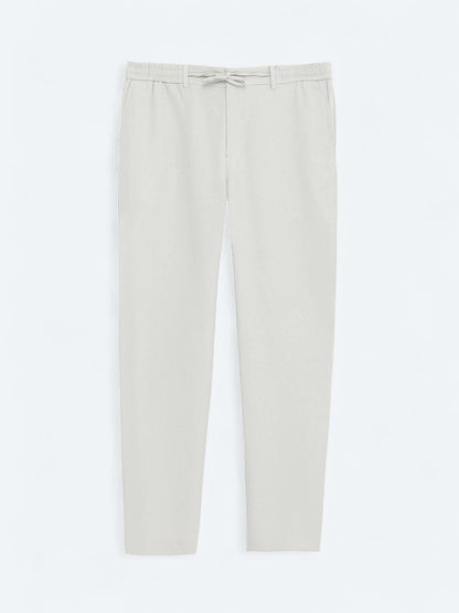 Bej Çizgili Dokuma Jogging Fit Casual Pantolon