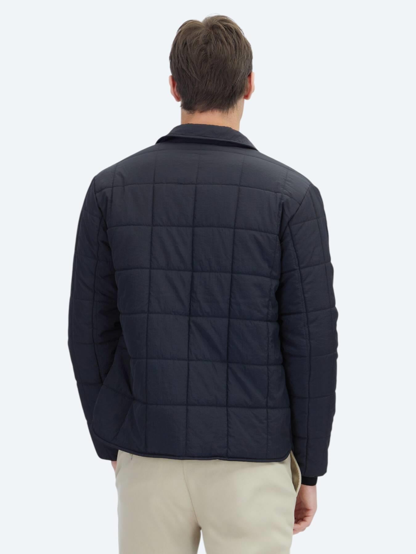 Siyah Regular Fit Bebe Yaka Casual Dokuma Mont