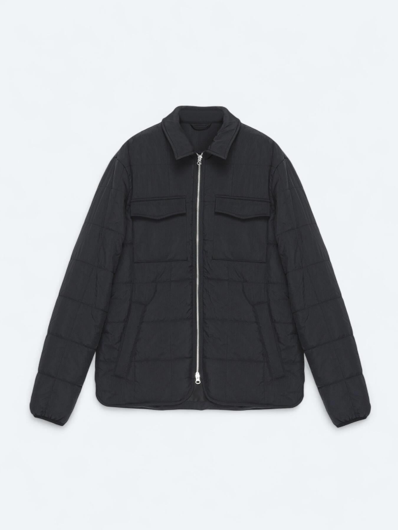 Siyah Regular Fit Bebe Yaka Casual Dokuma Mont