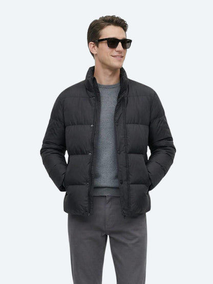 Siyah Regular Fit Dik Yaka Casual Dokuma Mont