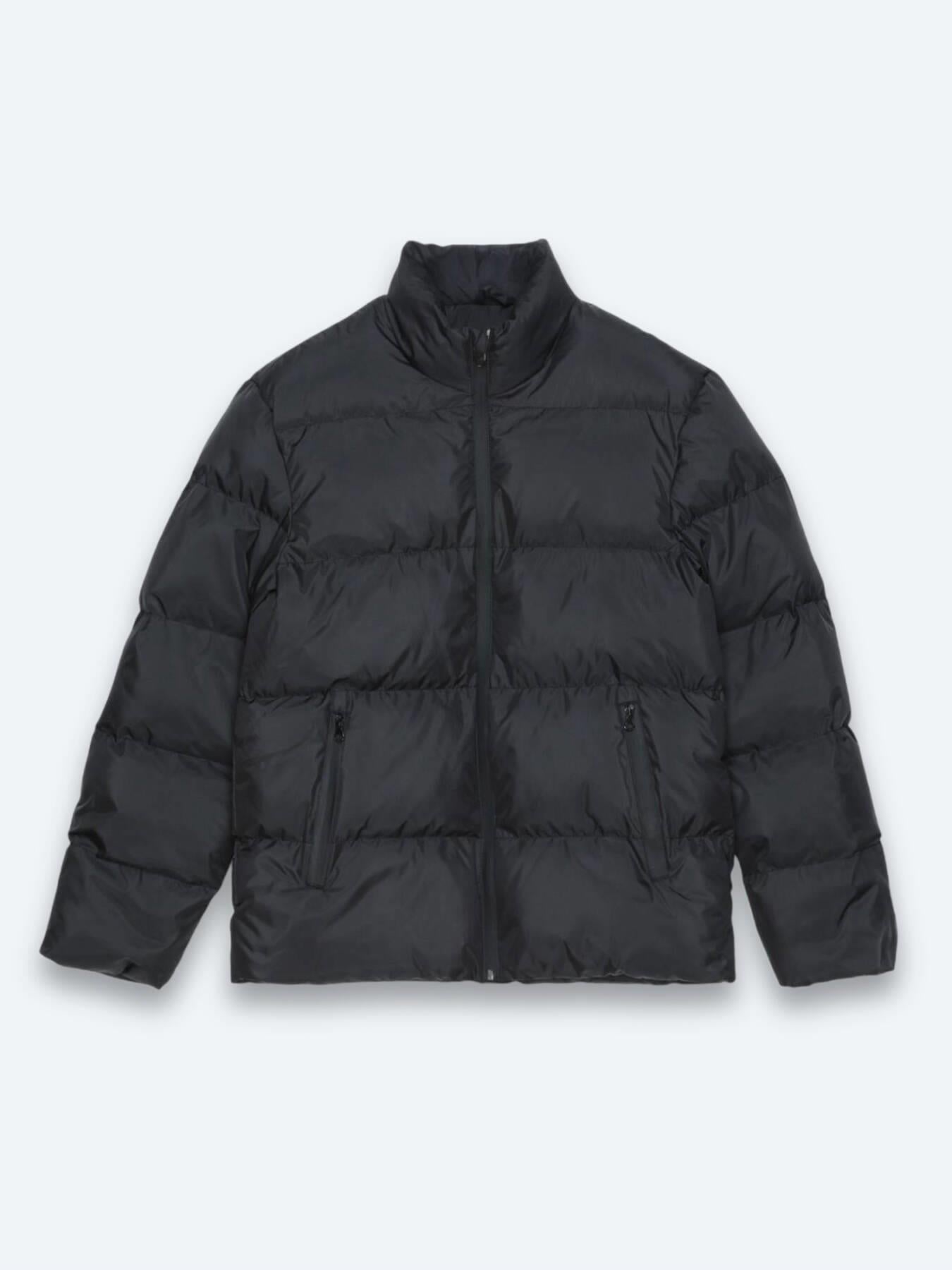 Siyah Regular Fit Dik Yaka Casual Dokuma Mont