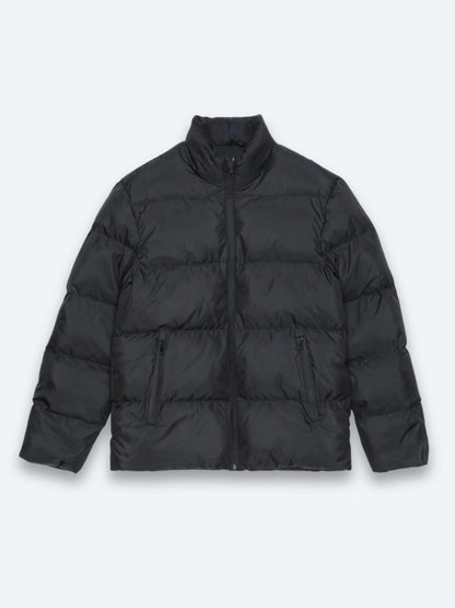 Siyah Regular Fit Dik Yaka Casual Dokuma Mont