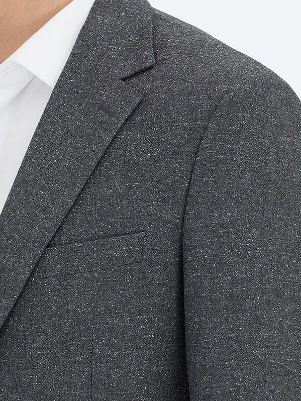 Gri Mikro Modern Fit %100 Yün Ceket