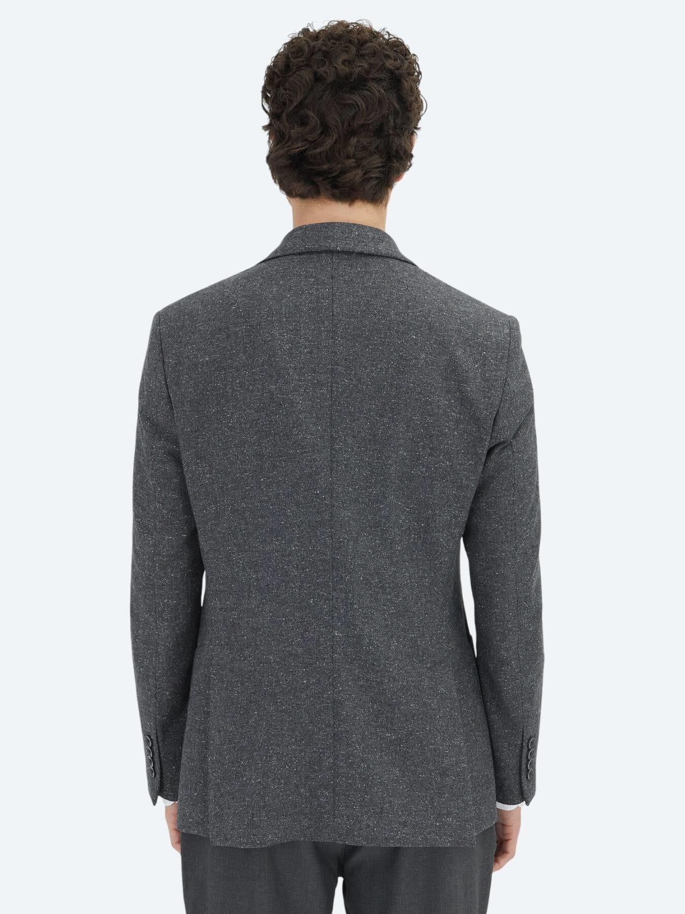 Gri Mikro Modern Fit %100 Yün Ceket