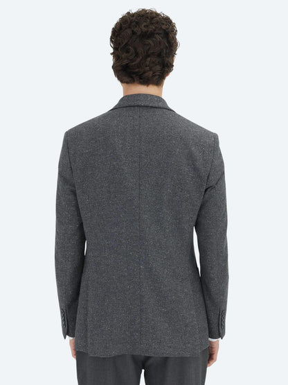 Gri Mikro Modern Fit %100 Yün Ceket