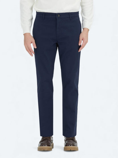 Lacivert Düz Dokuma Regular Fit Casual Pamuk Karışımlı Pantolon