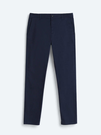 Lacivert Düz Dokuma Regular Fit Casual Pamuk Karışımlı Pantolon