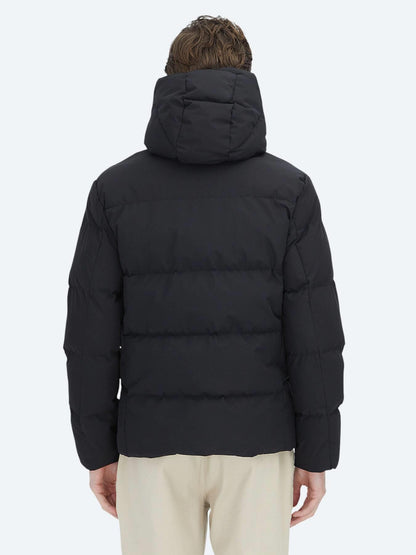 Siyah Regular Fit Kapüşonlu Casual Dokuma Mont