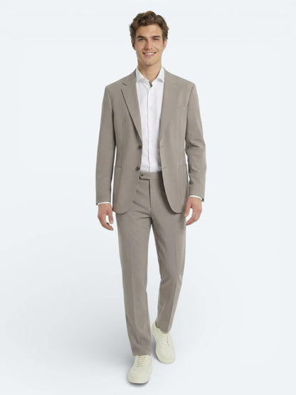 Açık Kahve Düz Modern Fit Takım Elbise
