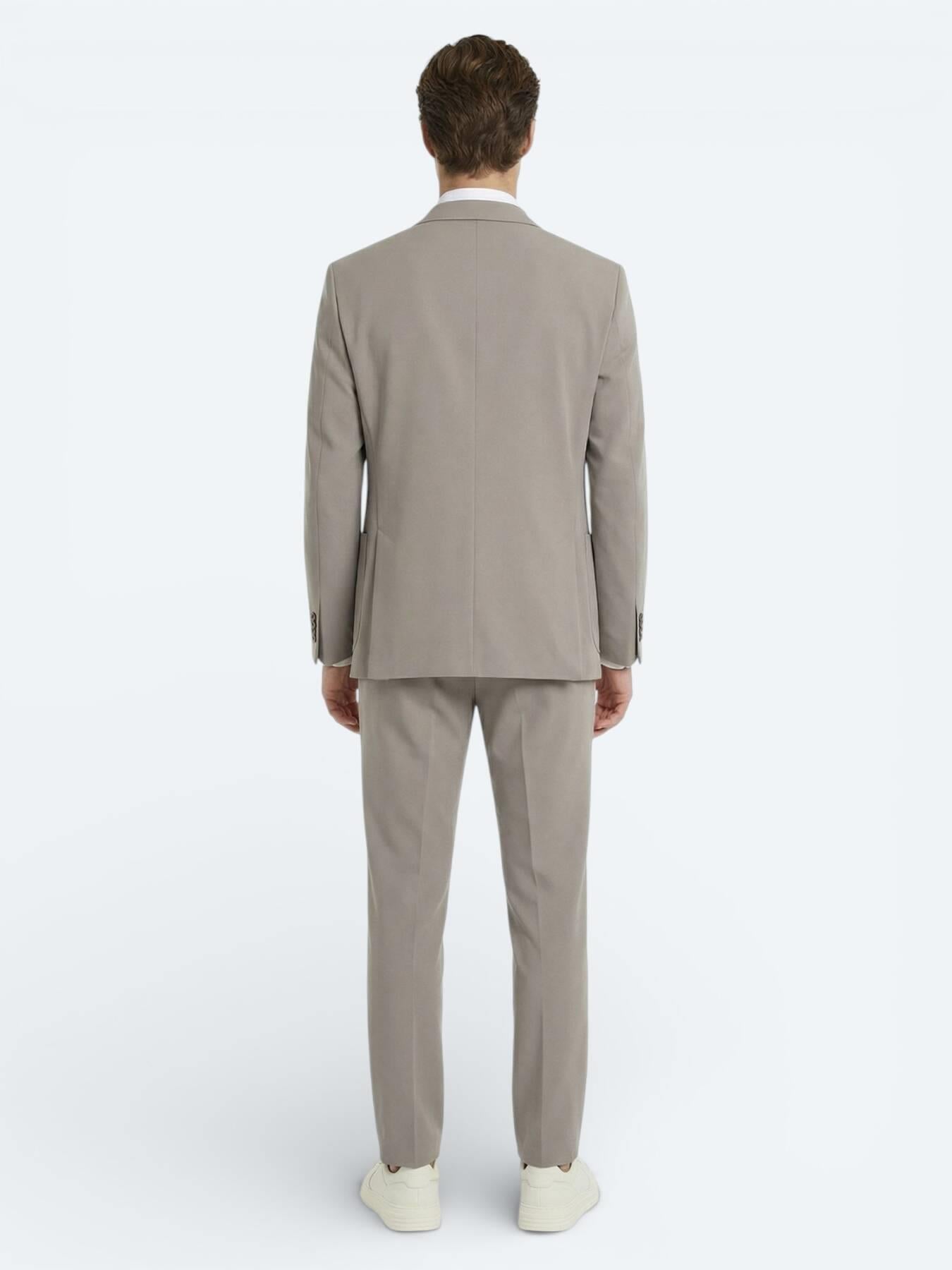 Açık Kahve Düz Modern Fit Takım Elbise