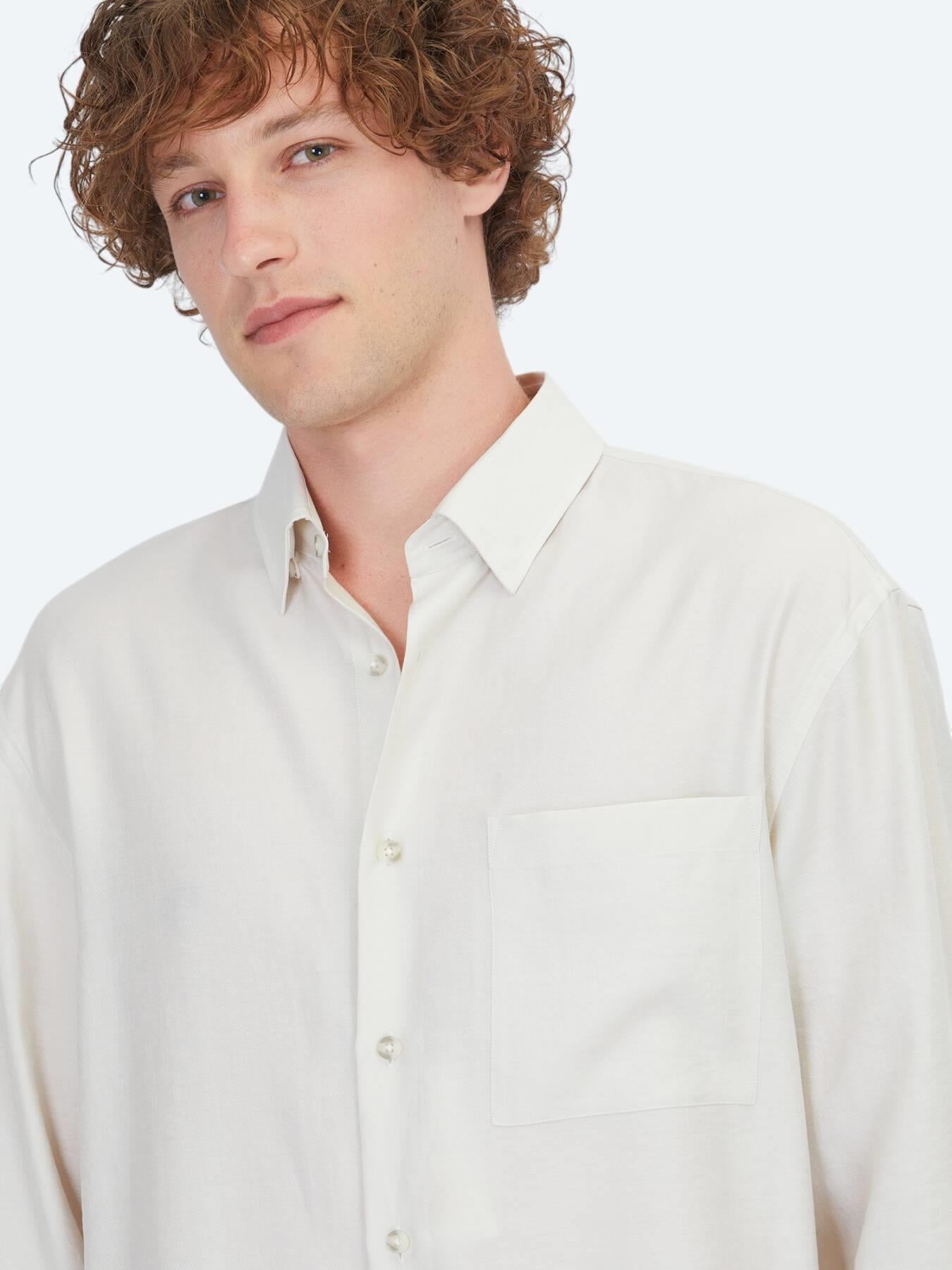 Taş Düz Oversize Fit Uzun Dokuma Casual Gömlek