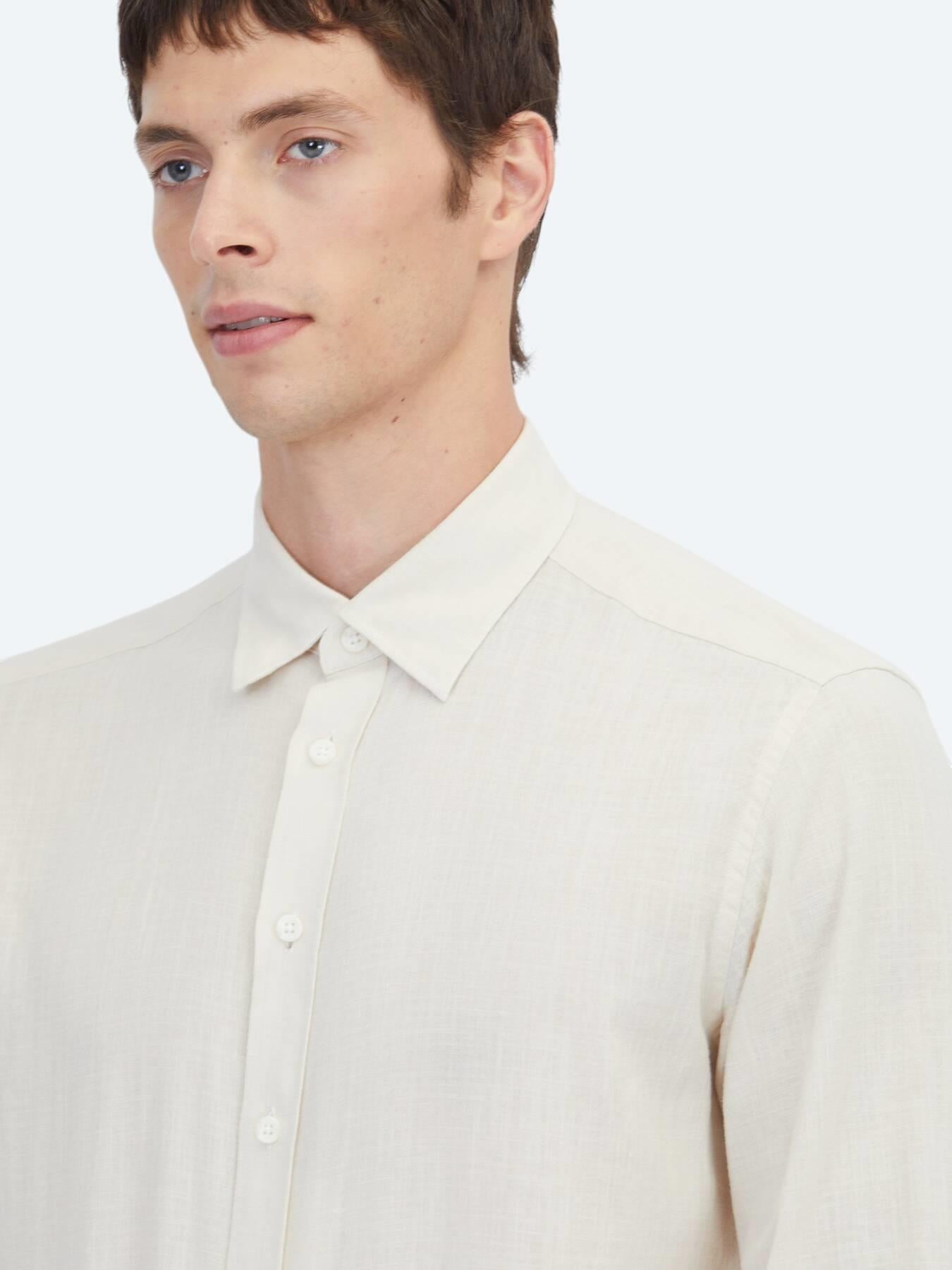 Bej Düz Regular Fit Uzun Dokuma Casual %100 Pamuk Gömlek